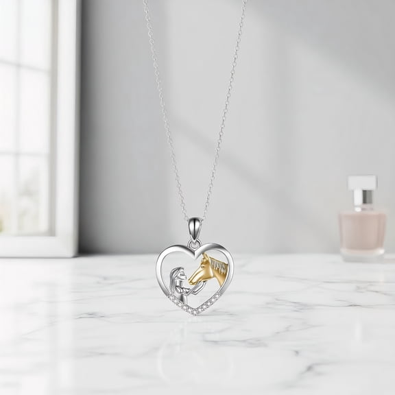 Deeceymbur Heart Necklace for Horse Theme Jewelry Gift for Women Mothers Day Present Equestrian Design Fashion Accessorily