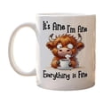 thumbnail image 1 of Deeceymbur Highland Cow Mug with Im Fine Message Ceramic Coffee Cup for Home Office Gift Novelty Drinkware, 1 of 5
