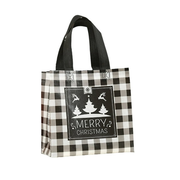 Deeceymbur Holiday Gift Bag Fabric Tote Christmas Handbag Foldable Storage Sack Waterproof Party Favor Black Green White Decorative Shopping Bag