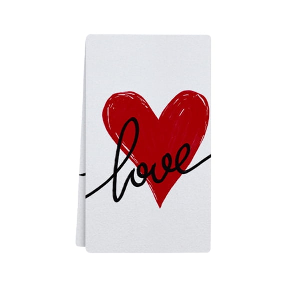 Deeceymbur Holiday Kitchen Towel Valentine Themed for Dishing Drying Soft Polyester Easy Care Decorative Towel for Home Use