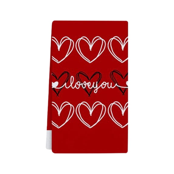 Deeceymbur Holiday Kitchen Towel Valentine Themed for Dishing Drying Soft Polyester Easy Care Decorative Towel for Home Use