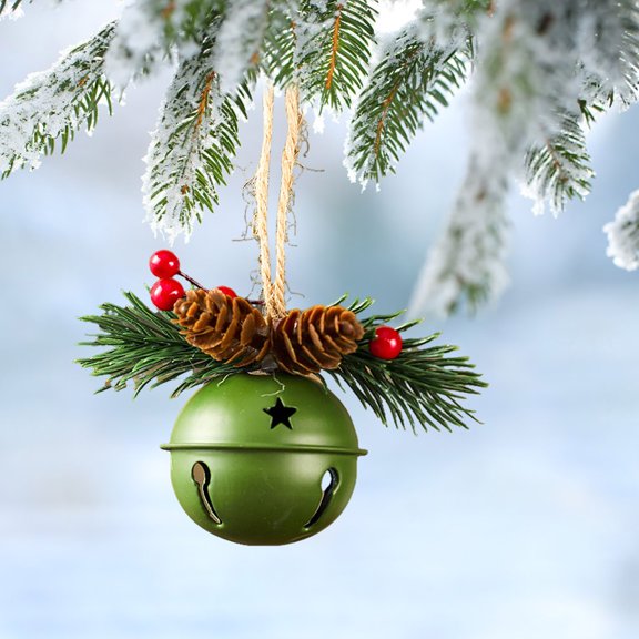 Deeceymbur Iron Christmas Tree Wind Chime Metal Bells Rust Proof Electroplating Outdoor Indoor Decor 3.15x4.33in