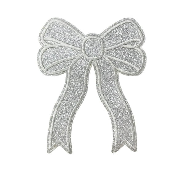 Deeceymbur Iron on Patches Glitter Sweatshirt Side Bow Embroidered Patch Cute Sequin Applique Sew on Fabric Patches Shiny DIY Decorative Accessories Lovely for Wome