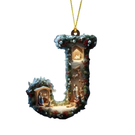 Deeceymbur Jesus Alphabet Christmas Ornament 26 Letters Religious Decor for Tree Hanging Acrylic Material Festive Design