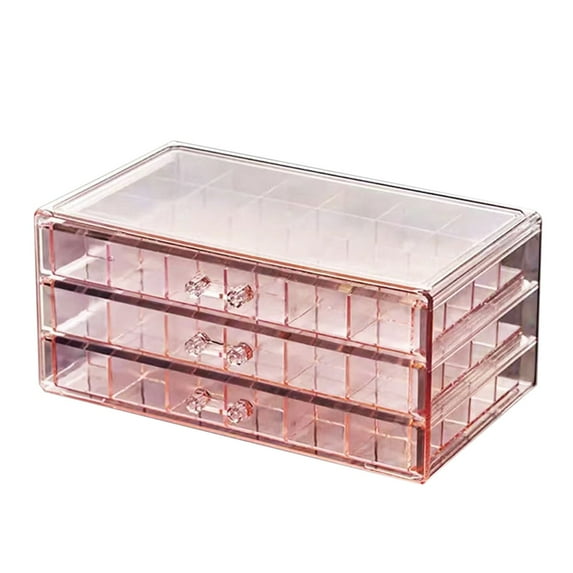 Deeceymbur Jewellery Storage Box - Transparent Home Drawer Jewellery Box for Rings, Earrings, Necklaces, and Bracelets, Ideal for Keeping Jewelry Organized Pink