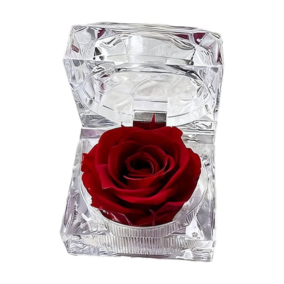 Deeceymbur Jewelry Box Transparent Rose Acrylic Ring Box for Engagement Wedding Valentine Gift Present Case Holder