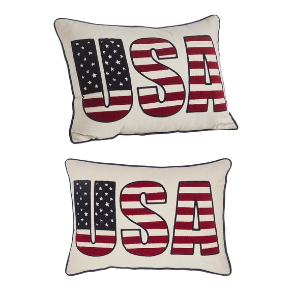 Deeceymbur Knitted Patriotic Pillow Velvet Back Cushion for Home Holiday Interior Decor