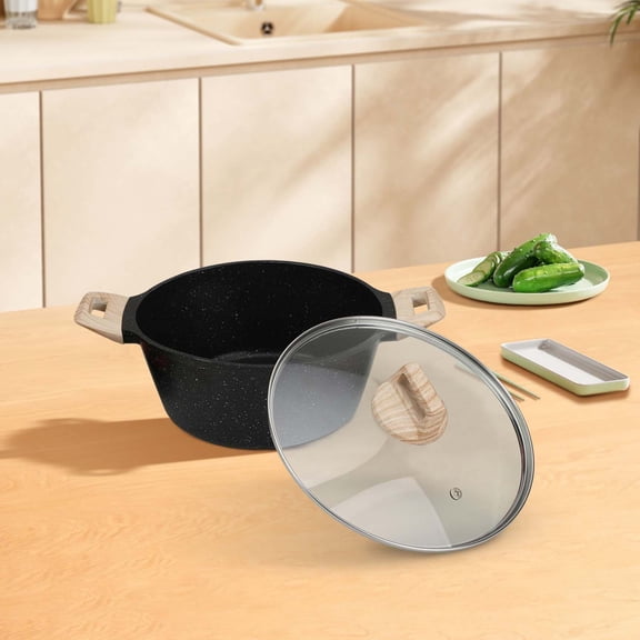 Deeceymbur Large Capacity Nonstick Granite Coating Stock Pot with Ergonomic Handles for All Stovetops Family Kitchen Soup Cooking