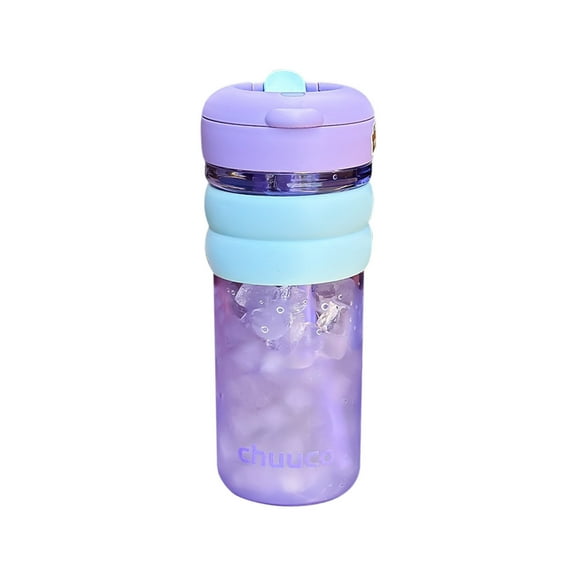 Deeceymbur Large Capacity Sports Water Bottle, 20.3Oz Edibility Glass Material, Leakproof Locking Cover, Ideal for Gym, Outdoor, and Office Purple