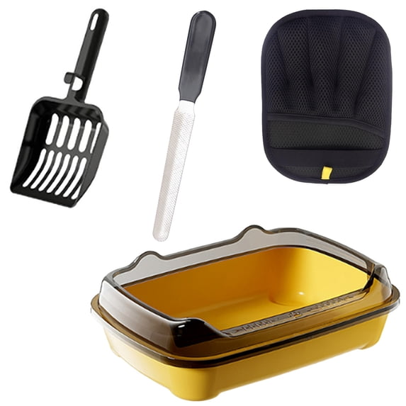 Deeceymbur Large Cat Litter Box for Big Cats and Multi-cat Households Open Top Cats Boxes for Travel Outdoor Park, Easy to Clean, Give You Gloves, Pets File, And Cat Litter Scoop as a Gift
