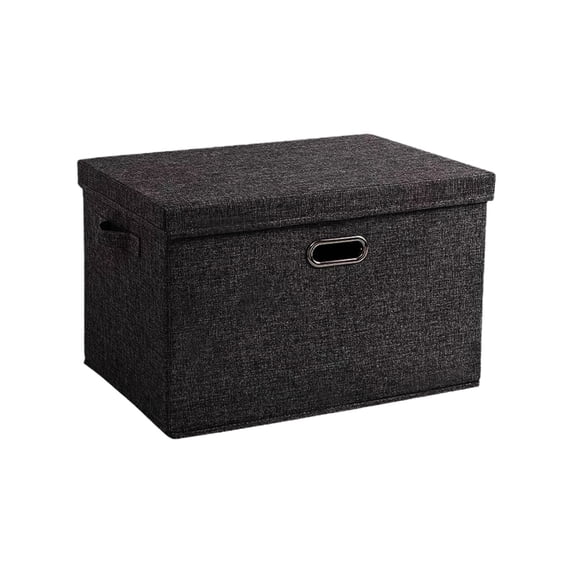 Deeceymbur Large Foldable Storage Box with Lid Cotton and Linen Blend Collapsible Organizer for Home Bedroom Wardrobe Stackable Design