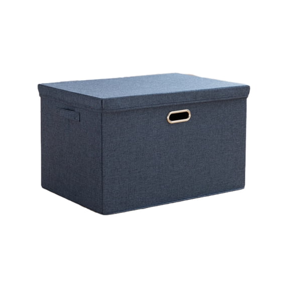 Deeceymbur Large Foldable Storage Box with Lid Cotton and Linen Blend Collapsible Organizer for Home Bedroom Wardrobe Stackable Design