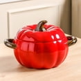 thumbnail image 1 of Deeceymbur Large Pumpkin Ceramic Soup Bowl with Lid Two Handles Creative Lard Container Anti Scald Noodle Bowl Thanksgiving Tableware Decor, 1 of 7