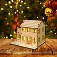 thumbnail image 1 of Deeceymbur Light Up Wooden Christmas Village Houses Craft Kit Handmade Holiday Decor LED Illumination for Festive Display, 1 of 7