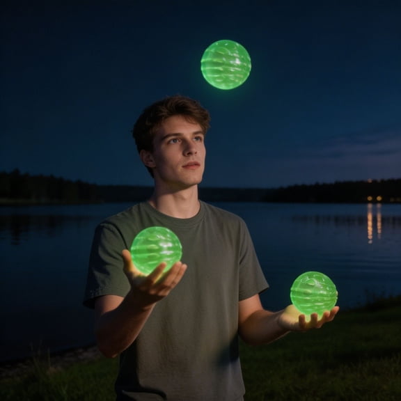 Deeceymbur Luminous Rubber Juggling Ball Glow In Dark Prop for Game Training Stress Relief