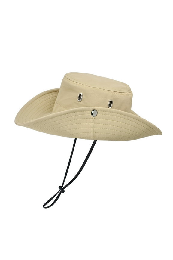 Men’s Summer Full-Face UV Hat – Neck Shield & Wide Brim for Full Coverage (Fishing/Hiking/Cycling) Khaki