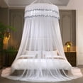 thumbnail image 1 of Deeceymbur Mosquito Net for Bed Canopy Princess Style Ceiling Mounted Dome No Installation Foldable Bed Curtain with Lace Ruffles for Queen King Bedroom Decor, 1 of 6