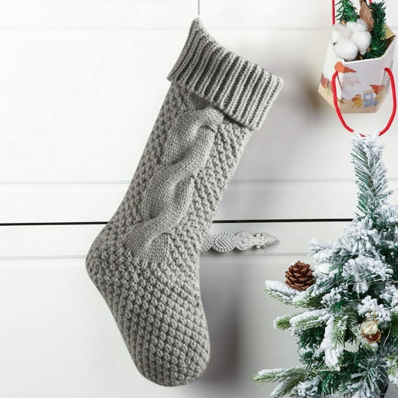 Deeceymbur Multi Color Knitted Twisted Christmas Stocking Spacious Holiday Gift Candy Bag Home Fireplace Christmas Tree Decor Sock