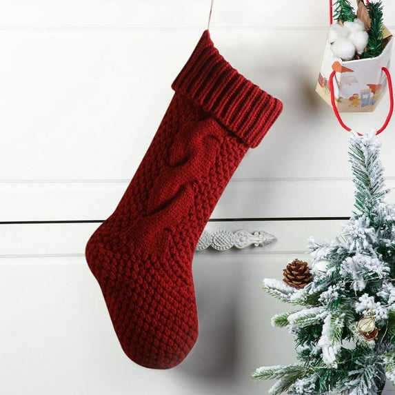 Deeceymbur Multi Color Knitted Twisted Christmas Stocking Spacious Holiday Gift Candy Bag Home Fireplace Christmas Tree Decor Sock