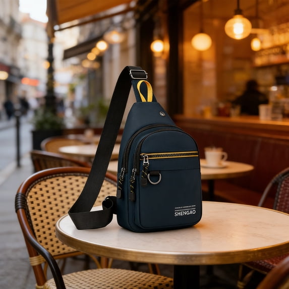 Deeceymbur Multi Compartment Chest Adjustable Crossbody Bag for Sports Portable Waist Pack Zippered Pockets Durable Light Sling Bag Commute Travel Leisure Storage
