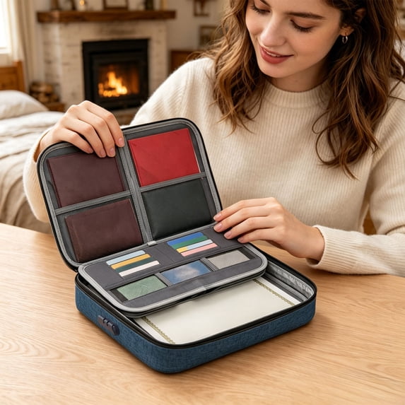 Deeceymbur Multi Layer Document Organizer Bag with Password Lock Large ...