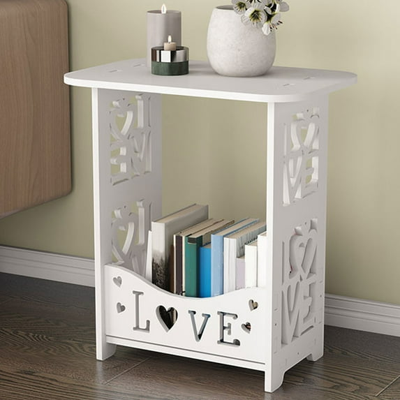 Deeceymbur Night Stand Kids Room for Bedside Table 2-Tier Open Shelf Rack for Bedroom Living Room Office Bathroom White