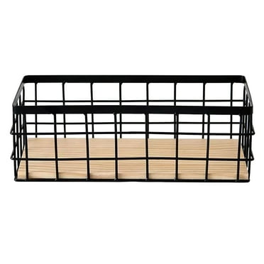 Deeceymbur No Drilling Wall Hanging Mounted Metal Wire Baskets - Kitchen organization Storage for A Clutter- and Space-Saving Solution Black