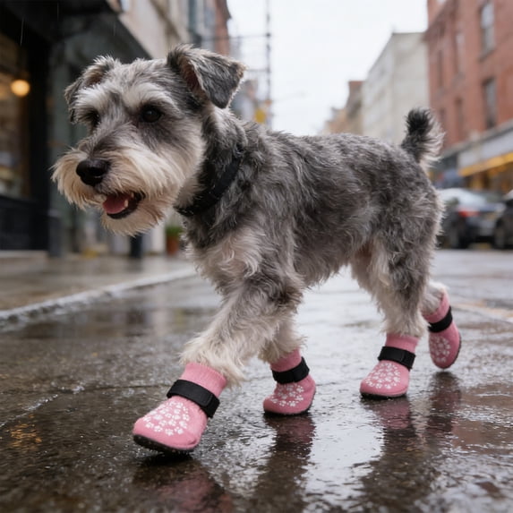 Deeceymbur Non Slip Dog Socks with Adjustable Straps Waterproof Reusable Paw Protectors for Indoor Outdoor Breathable Comfortable Washable Booties