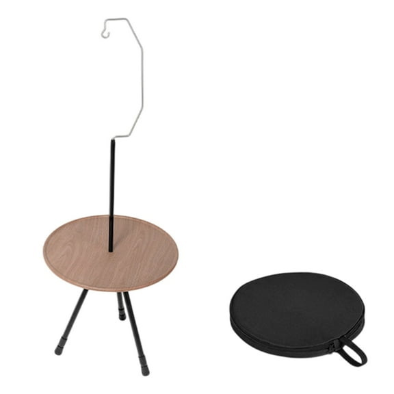 Deeceymbur Outdoor Aluminum Folding Round Table Portable Adjustable Height Black Camping Coffee Table Lightweight