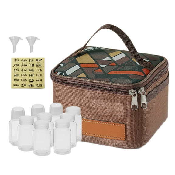 Deeceymbur Outdoor Condiment Organizer 9-Piece Set Camping Seasoning Bottles Bag And Container Kit With Handle
