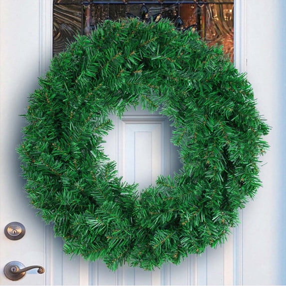 Deeceymbur PVC Wreath Door Hanging Christmas Decoration Rattan Wreath Window Mall Ornament Props