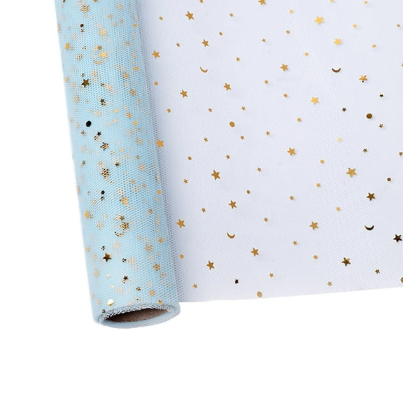 Deeceymbur Packaging Mesh Fabric 1 Roll Star Patterns for Gift Wrapping Scene Decoration