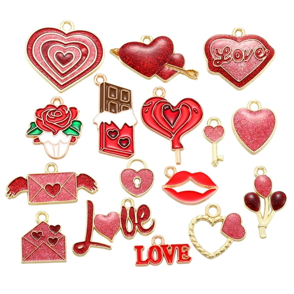 Deeceymbur Pendants Valentine Day Jewelry Making Kit Alloy Charms for Bracelets Necklaces Keychains Craft Supplies Romantic Gifts
