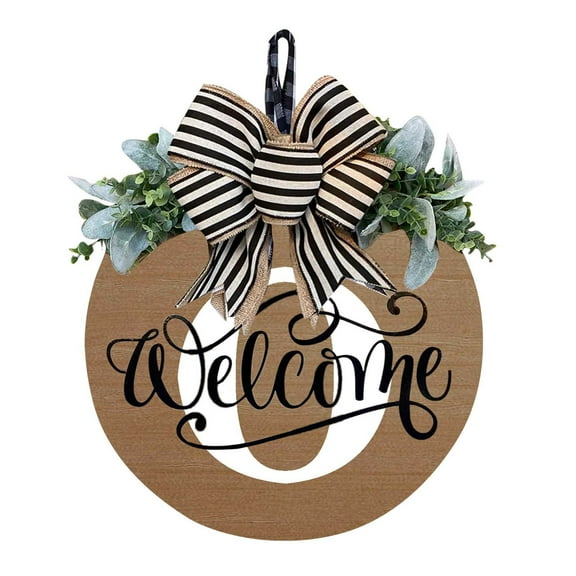 Deeceymbur Personalized Welcome Signs for Front Door, Last Name Year Round Front Door Wreath Decorative Hanging Plaques in Front of the Door