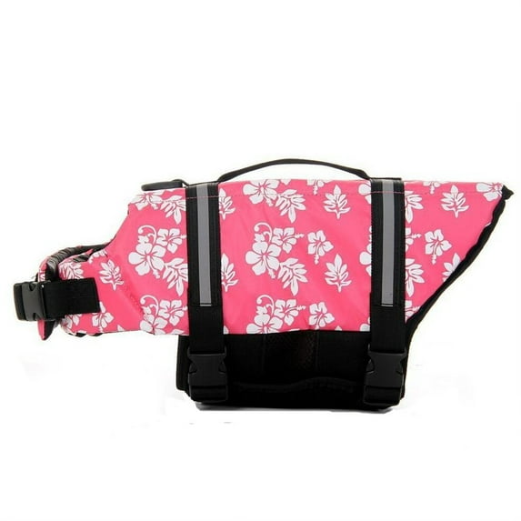 Deeceymbur Pet Life Jacket with Reflective Stripes Coast Guard Approved Life Vest Flotation Device for Dogs Ripstop Dog Lifesaver Pet Life Preserver with High Flotation Pink Floral Pattern