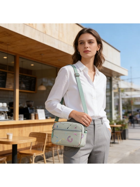 Phone Bag Women Portable Small Square Crossbody Stylish Shoulder Shopping Leisure Daily Lightweight Cloth Adjustable Strap Multiple Compartments