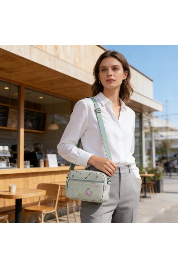 Phone Bag Women Portable Small Square Crossbody Stylish Shoulder Shopping Leisure Daily Lightweight Cloth Adjustable Strap Multiple Compartments