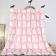 thumbnail image 1 of Deeceymbur Pink Halloween Flannel Throw Blanket Ghost Pumpkin Bats Print Cute Spooky Decor 29.53x39.37in, 1 of 6