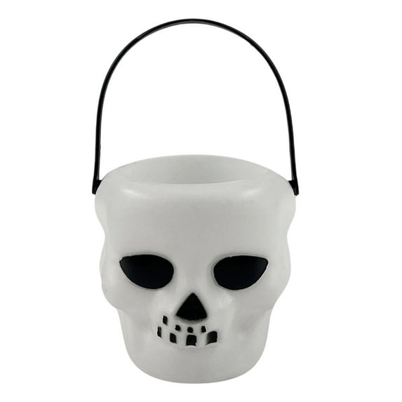 Deeceymbur Plastic Halloween Treat Bucket Purple Color With Handle Party Decorative Pail 1.97x1.57x2.36in