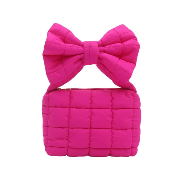 Deeceymbur Pleated Bow Handbag for Women Shoulder Bag Crossbody Bag Solid Color Casual Purse