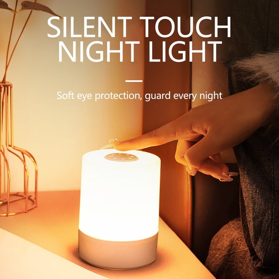 Deeceymbur Rechargeable Touch Sensor Night Light Wireless Bedside Lamp Eye Protection Bedroom Living Room Office Emergency Light