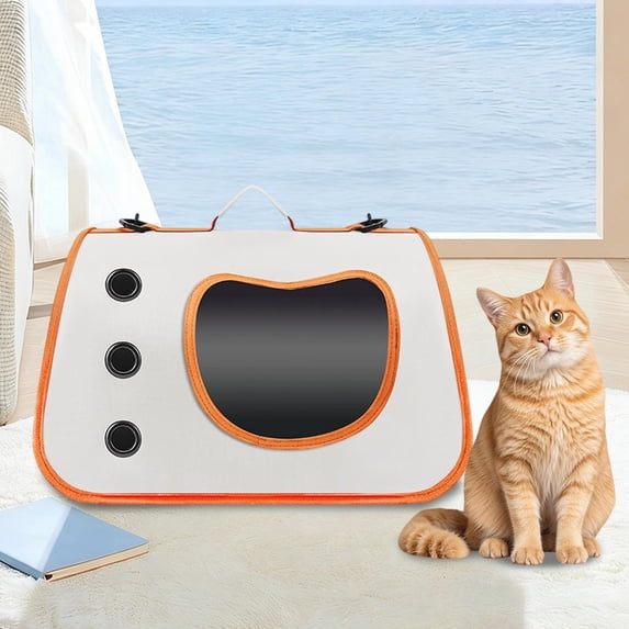 Deeceymbur Portable Cat Carrier Handheld Travel Backpack Airline Approved Foldable Design with 360 Degree Visibility Lightweight Oxford Cloth for Outdoor