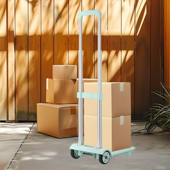 Deeceymbur Portable Dolly Cart with 2 Wheels Hand Truck Trolley Foldable Small Pull Cart for Moving Warehousing Shopping Picnic