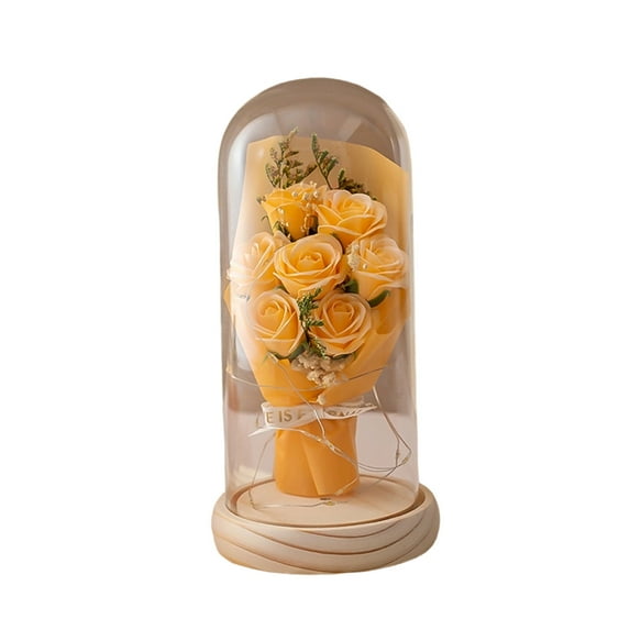 Deeceymbur Preserved Rose Bouquet Artificial Flowers Pink Red Purple Yellow for Romantic Gift Home Decor Table Centerpiece