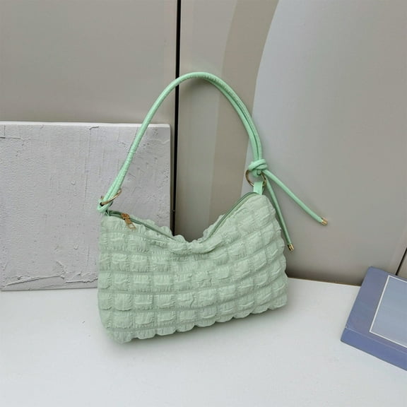 Deeceymbur Puffer Quilted Shoulder Bag – Lightweight Nylon Tote for Women, Padded Design & Soft Fabric