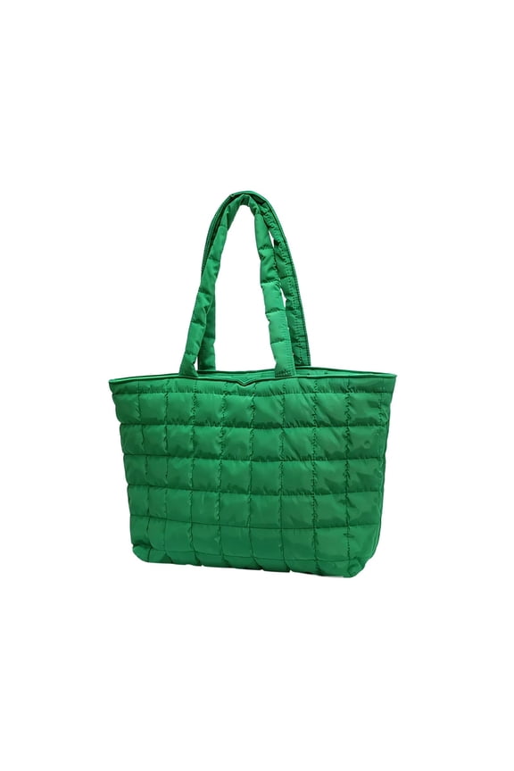 Quilted Tote Bags for Women Lightweight Puffer Padding Shoulder Bag Large Nylon Tote Handbag Zipper Closure