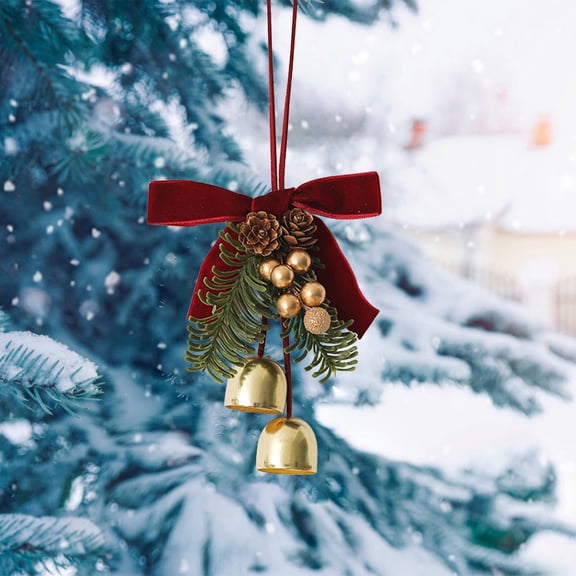 Deeceymbur Realistic Pine Cones Christmas Ornaments PC Material Fir Branches Metal Bells Multi Scene Decor