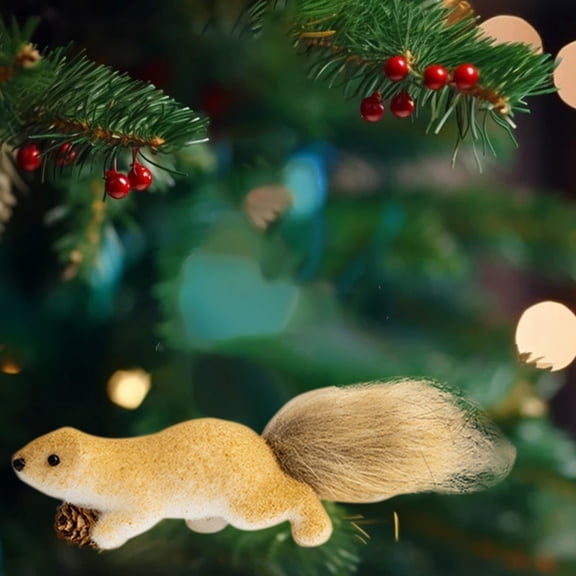 Deeceymbur Realistic Squirrels Figurine Ornament for Christmas Tree Hanging Decor Desktop Display Miniature