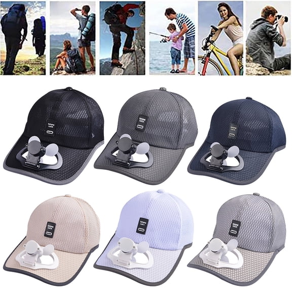 Deeceymbur Refreshing Summer Hat for Ladies: 360° Fan, USB Rechargeable, UV Protection, Wide Brim Shade