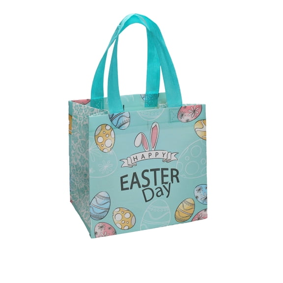 Deeceymbur Reusable Non Woven Easter Gift Bags Tote with Bunny Egg Floral Patterns for Holiday Party Decor Egg Hunt Spring Celebrations Home